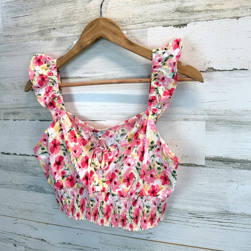 Story On Y2K Floral Tie Front Crop Top Pink Coquette Mall Girl Cottagecore M - Picture 8 of 13